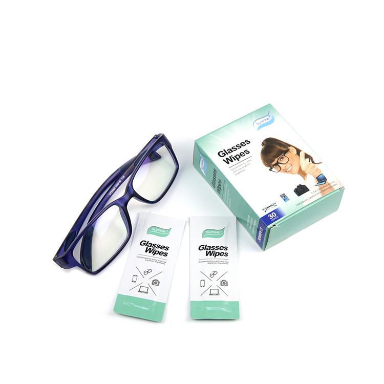 Einzelpackung vorbefeuchtete Einweg-Brillengläser Vorbefeuchtete Brillenputztücher
