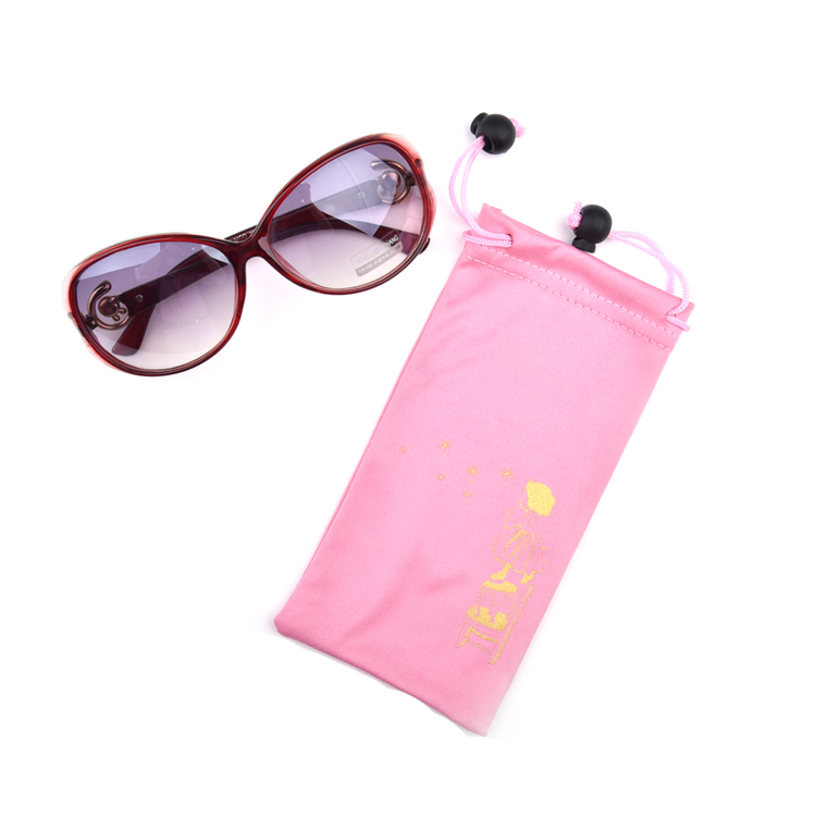 Kundenspezifischer rosafarbener einfacher Sonnenbrillenbeutel mit Logo
